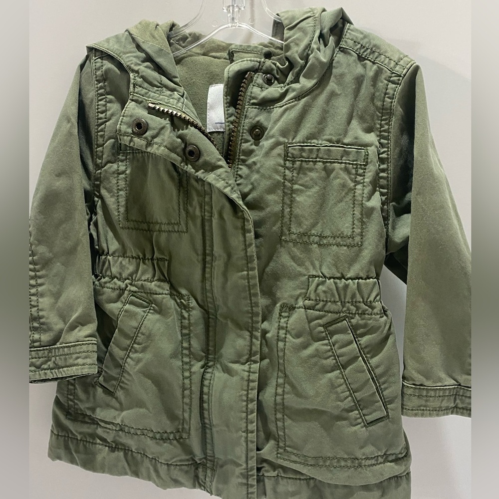 Old Navy Baby Boys Girls 12-18 Mo Army Green Hooded Jacket Coat Pockets Unisex